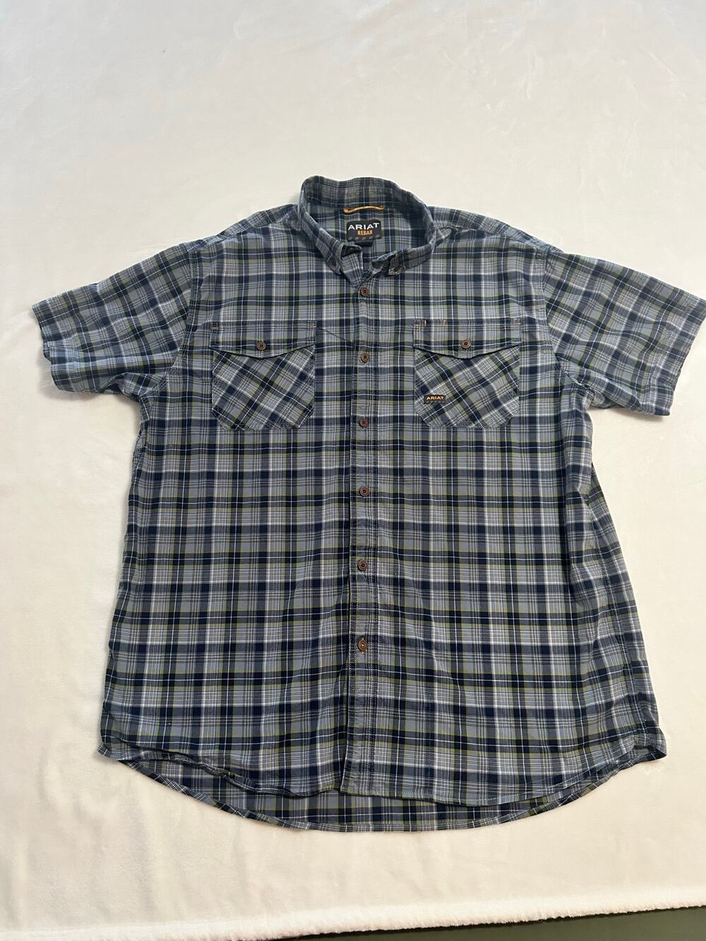 Ariat Men's Button Up Blue Plaid Shirt Size XL XC